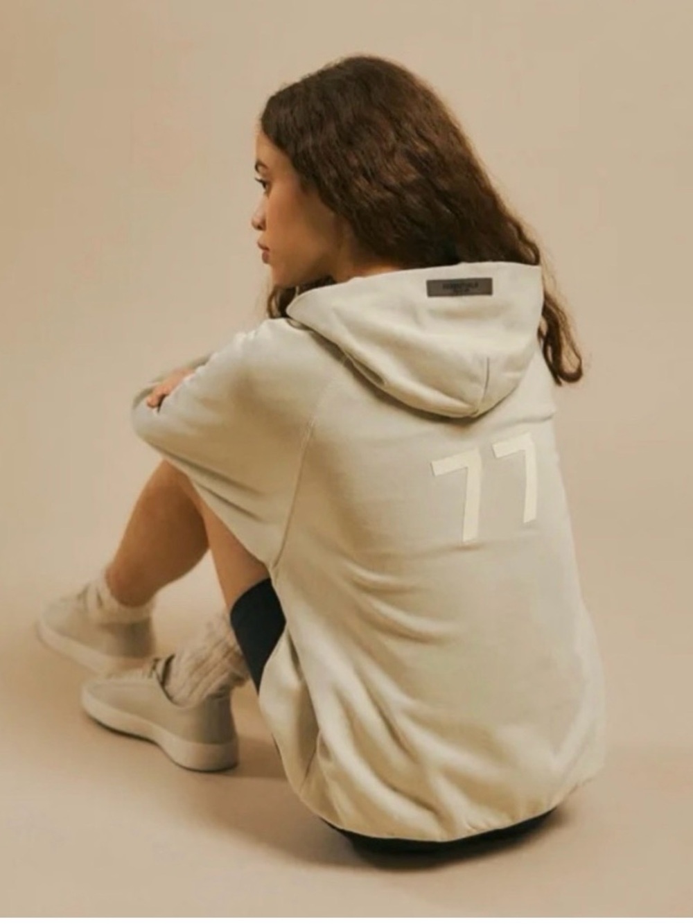 Fear of God Essentials 3/4 Sleeve Hoodie in Wheat (Size: XL)